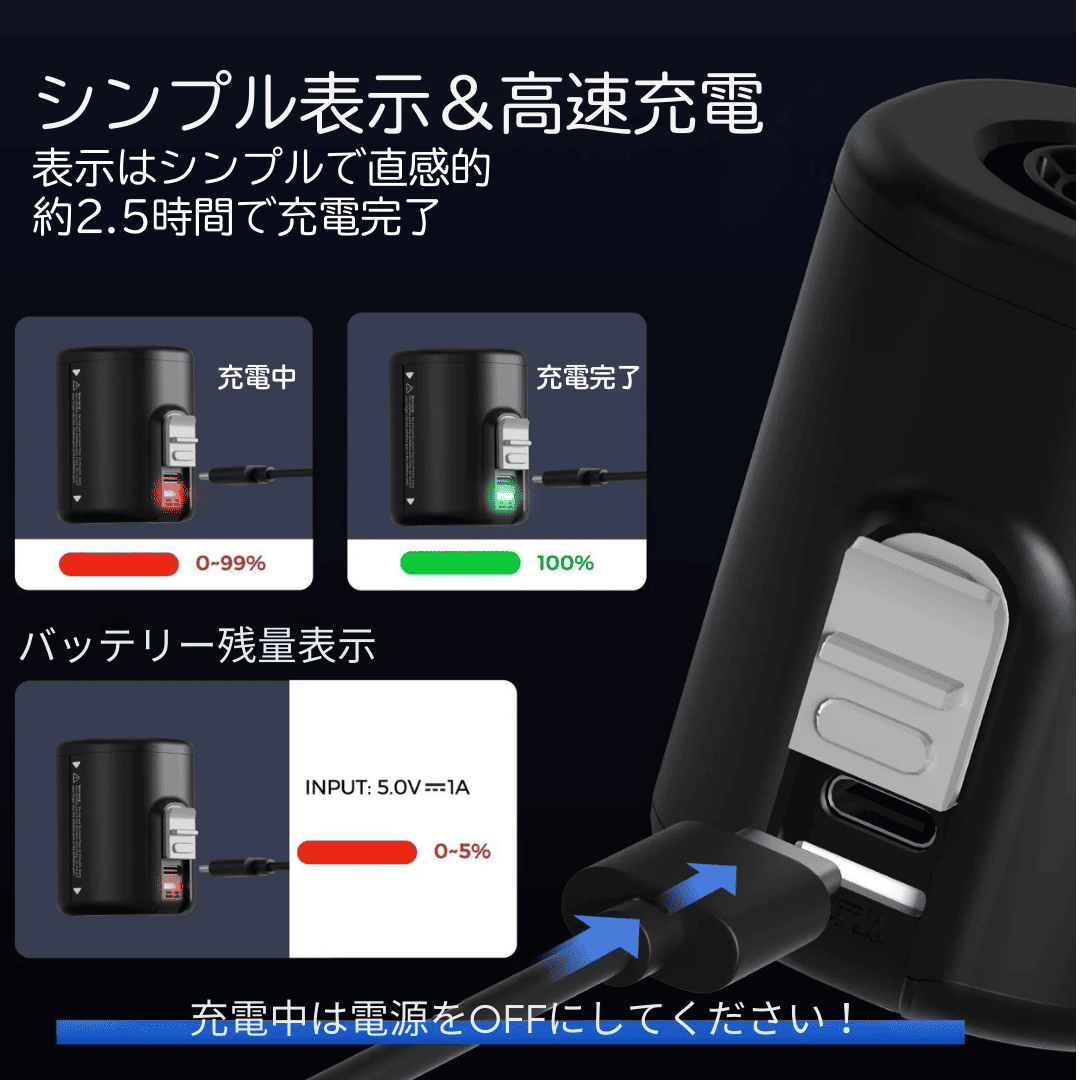 TINY PUMP 2X　磁石・LED付き電動エアポンプ