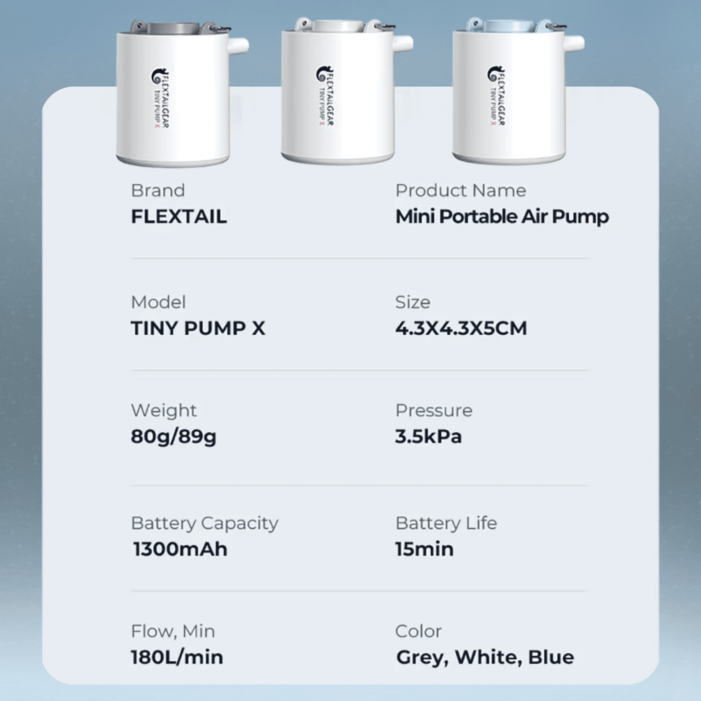 FLEXTAILGEAR TINY PUMP X - キャンプライト付きポータブル電動エアポンプ